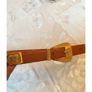 Ritz Leather Belt with Beautiful etched Gold buckle